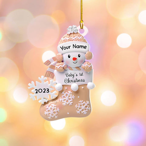 MAPrints Personalized Baby\u2019s First Christmas Keepsake Ornament, Custom New Baby Gifts, Babys 1st Christmas Ornament 2023 Boy Or Girl Newborn, for New Mom Dad (Style 1)