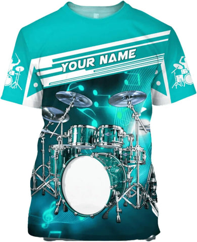 Personalized 3D Drummer Shirt - Custom Name 3D Drum Shirt Gift for Women & Men