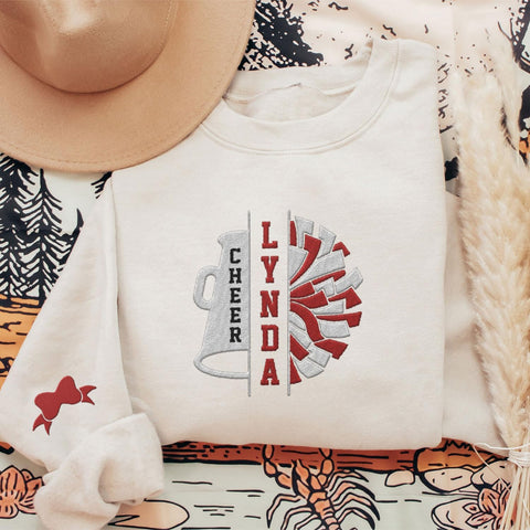 Personalized Embroidered Cheer Mom Sweatshirt Custom Proud Cheerleader Mom Embroidery Sweatshirt Gift for Cheerleader Mother (Cotton, CM 4)