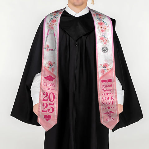 Pretyprints Custom Nurse Sash Graduation, RN Graduation Stole Gifts for Friends Nursing Student Senior Class Of 2025