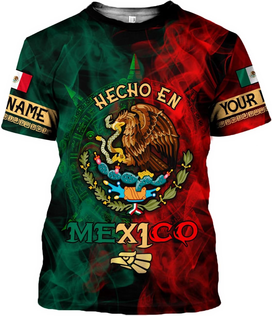 RoyalBro Personalized Mexico Shirt, Camisas de Mexico Customized Mexican Shirts Mexican Flag Mexico 3D Shirt for Men Women