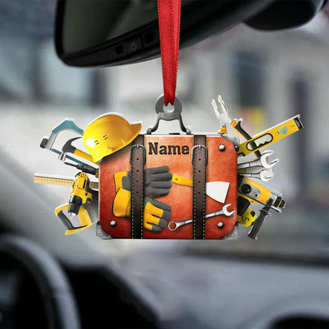 Personalized Construction Ornaments for Christmas Tree 2024, Construction Tree Ornaments Construction Ornament, Construction Tool Box Hard Hat Heavy Equipment Xmas Gift for Blue Collar Workers (W17)