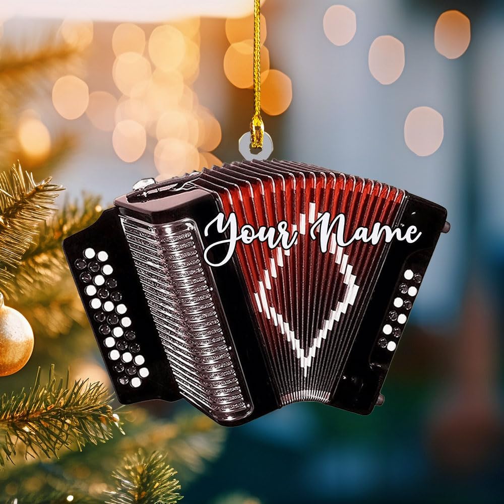 Podagree Personalized Accordion Acrylic Ornament, Classic Accordion Personalized Flat 2D Ornament, Musician Ornament Gift, Accordion Lover Gift (AC6)