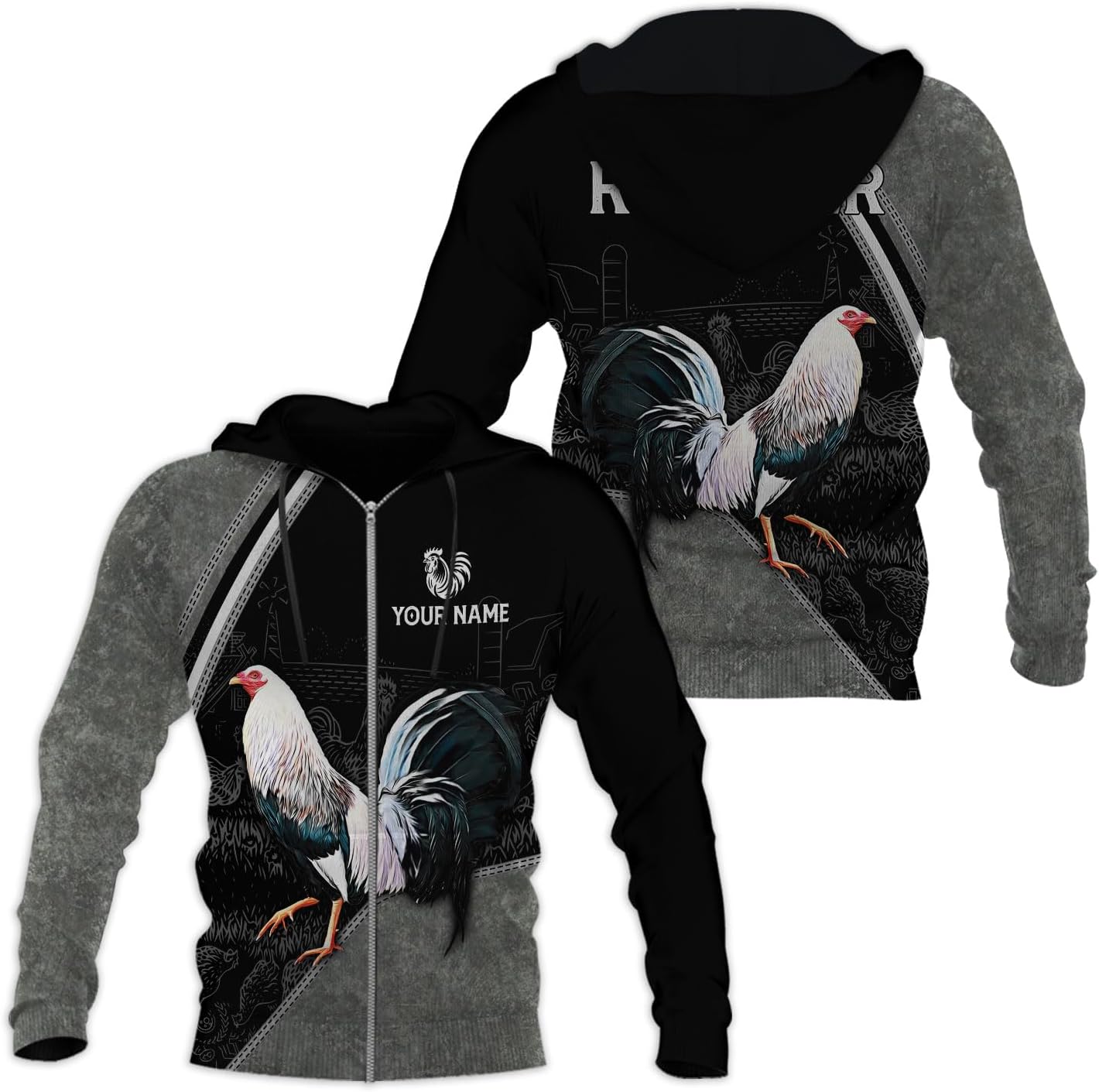 Mostefy Personalized Name Rooster Hoodie 3D, Gallos De Pelea, Chicken Sweatshirt, Chicken Hoodie for Men and Women S-5XL