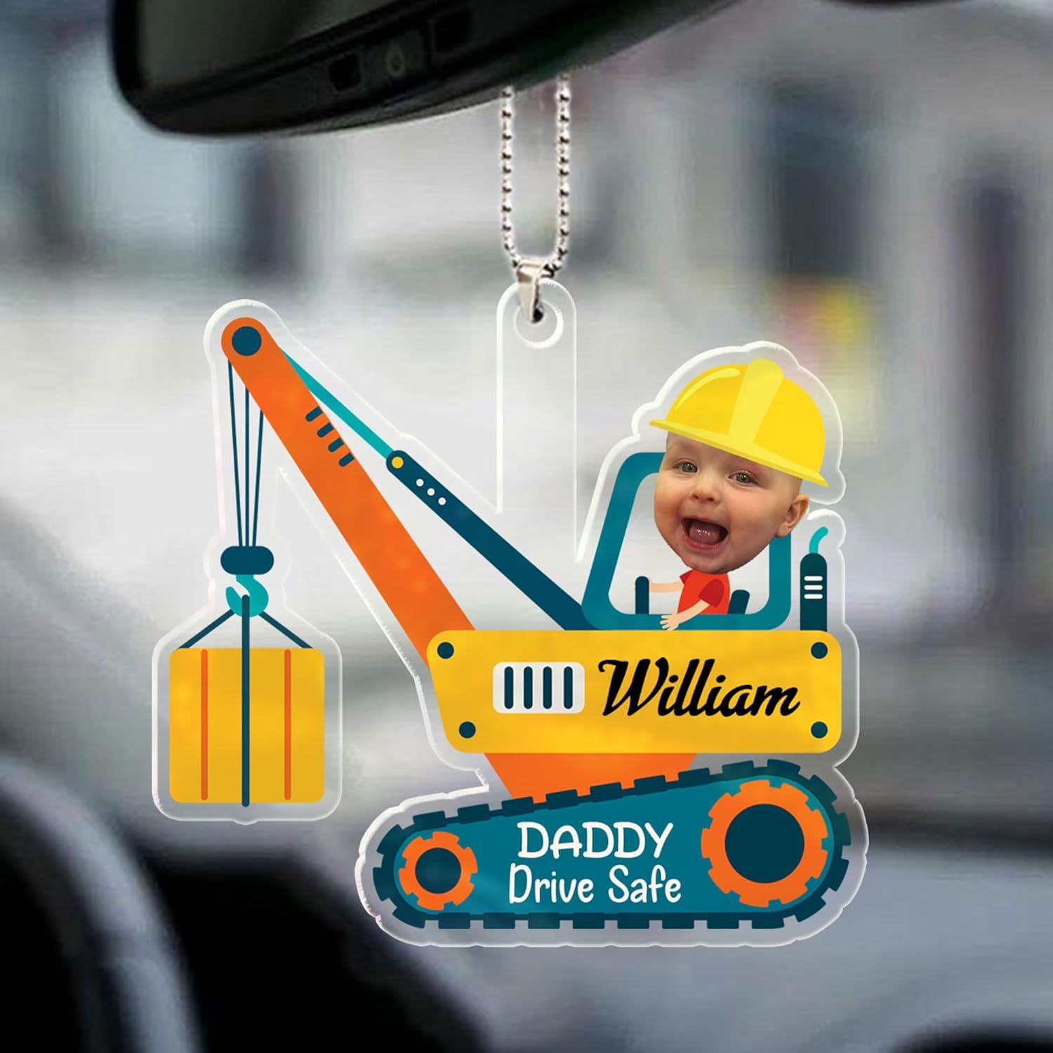 Drive Safe Daddy Car Ornament Custom Photo Baby Car Hanging Ornament Mirror Hanging Accessories for Your Car Father's Day