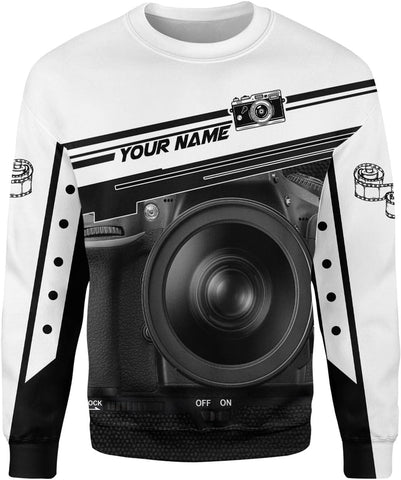 Mostprints Personalized Name Photography Shirt 3D, Custom Photographer Shirts, Camera Tshirt Men & Women Photographer Gifts