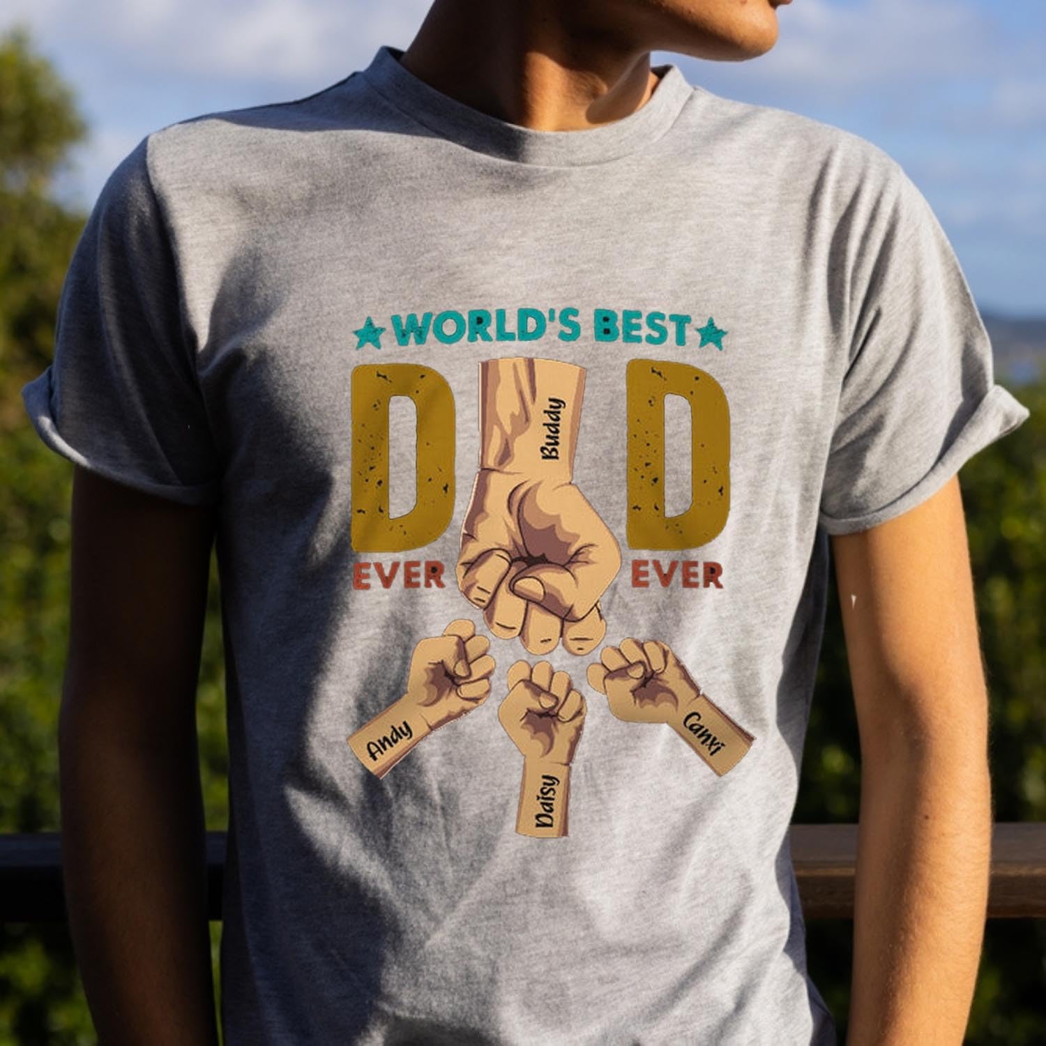 Personalized Dad Shirt, Custom Dad Grandkids Name Shirt, Birthday Christmas Fathers Day Dad Grandpa Gift