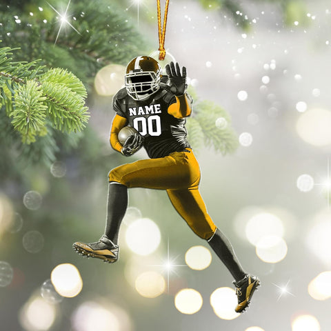 AOVL Personalized Football Ornament Customized Football Christmas Ornaments Football Ornament Christmas Hanging Décor Gift for Football Fans Football Gifts for Football (FB 9)
