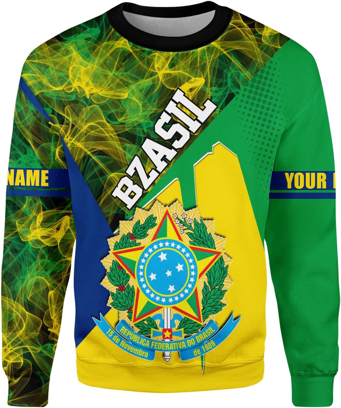 Mostprints Personalized Name Brazil Shirt 3D, Brasil Shirt Flag Custom Name Brazilian Shirt for Men and Women Unisex S-5XL