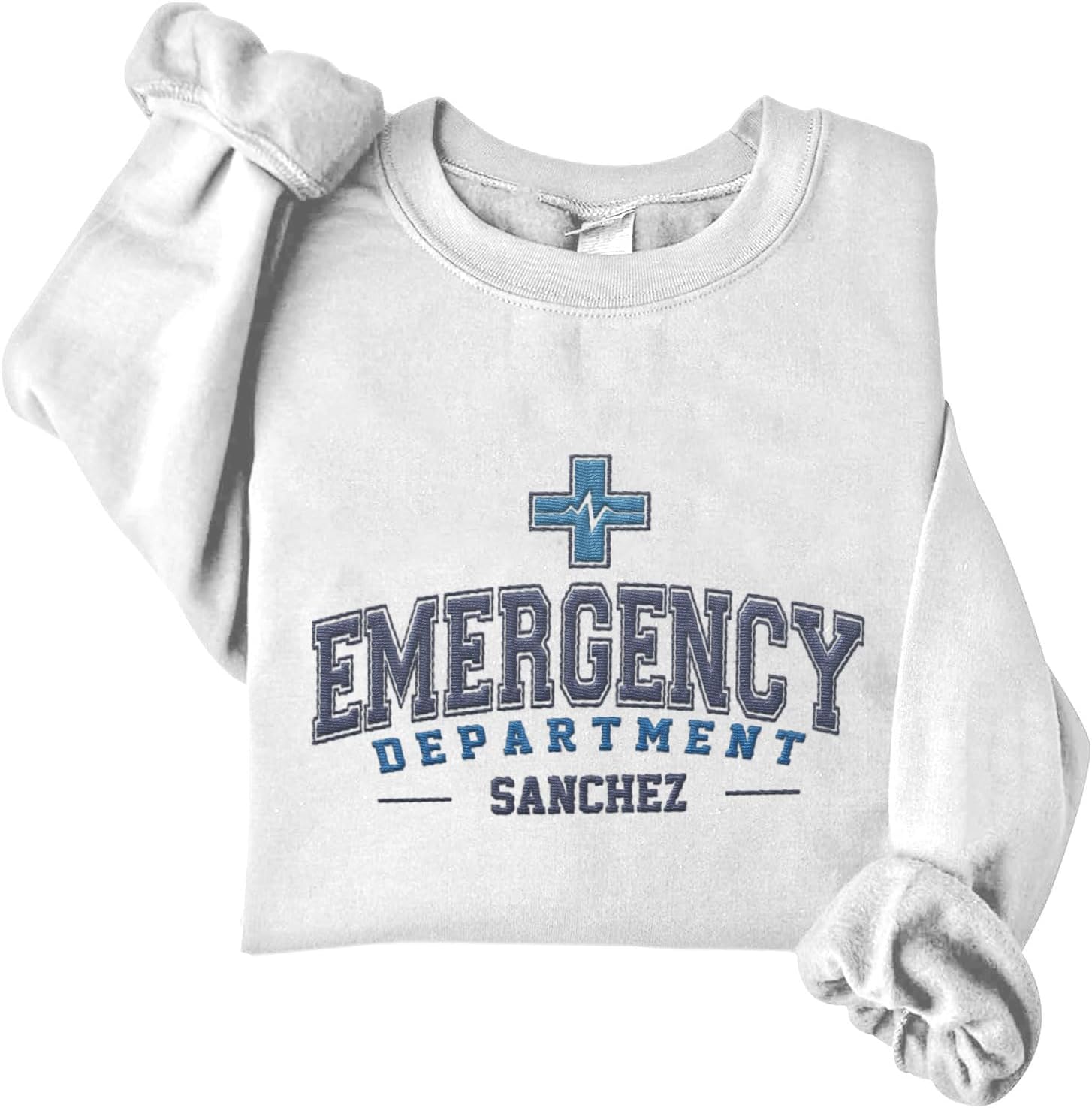 Custom Emergency Department Embroidered Crewneck Sweatshirt, Er Nurse Shirt, Emergency Nurse Hoodie, Er Nurse Gift, Rn Shirt (Cotton, SS402)