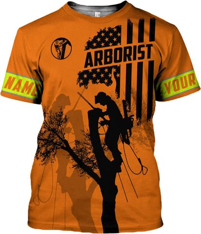 Personalized Arborist T-Shirt 3D, Woodworker Shirt, Mens Tree Climber Shirt