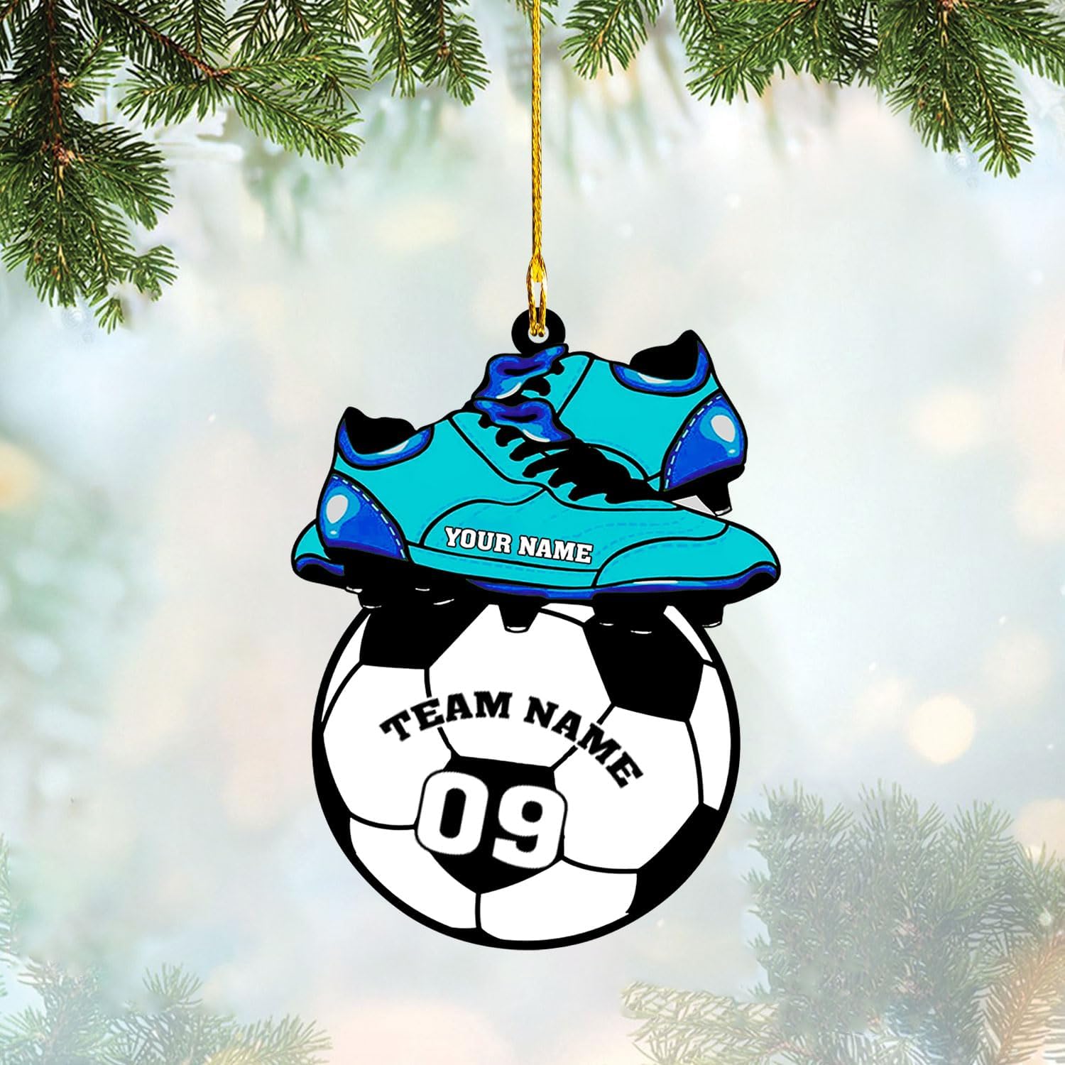 mostprints Personalized Soccer Christmas Ornament, Soccer Ornament for Boys, Soccer Team Ornaments, Gifts for The Soccer Player, Soccer Player Ornament, Soccer Gift Tree Hanging (SC3)