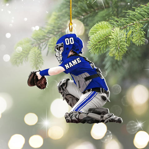 Artparel Personalized Baseball Ornament Christmas Tree Decoration Custom Baseball Christmas Ornament 2D Shape Flat Baseball Lover Gifts Beginner Baseball Players Ornament Gift (BB54)