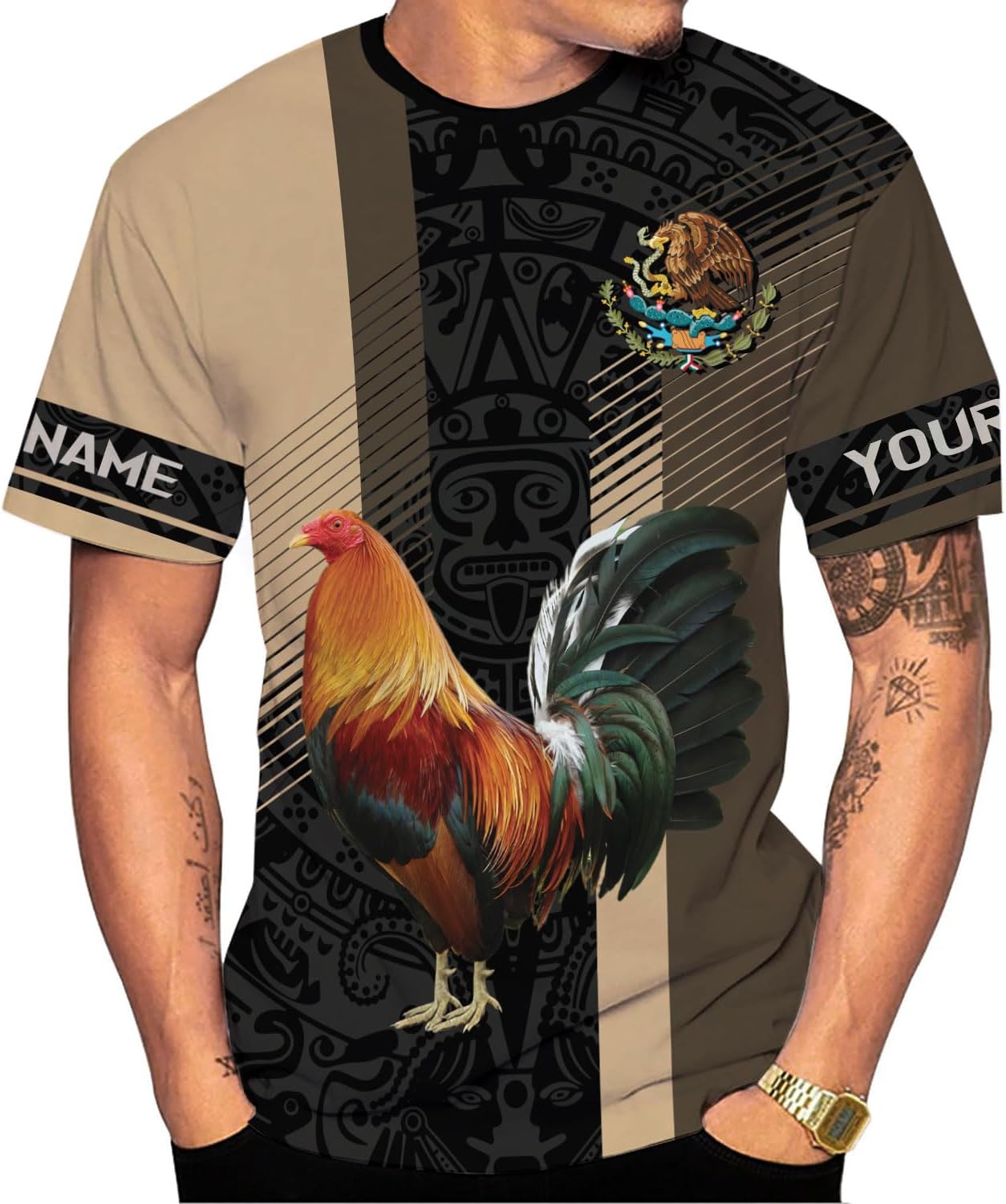Vybonz Personalized Rooster Shirts for Men, Mexican Rooster Shirt, Mexico Rooster Sweatshirt, Mexico Rooster Hoodies for Men