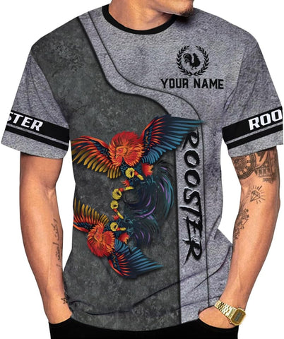 Mostefy Personalized Name Rooster Shirt 3D, Rooster Shirts for Men, Chicken Tshirts Shirts for Women, Funny Chicken Shirts