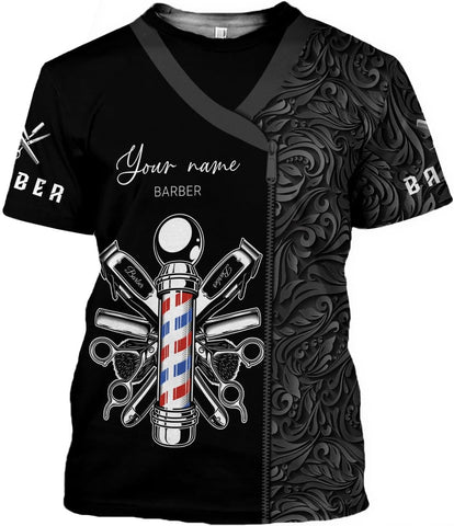 Personalized Name Barber 3D All Over Printed Shirts for Men & Women, Hair Stylist Shirt Gift for Barbershop
