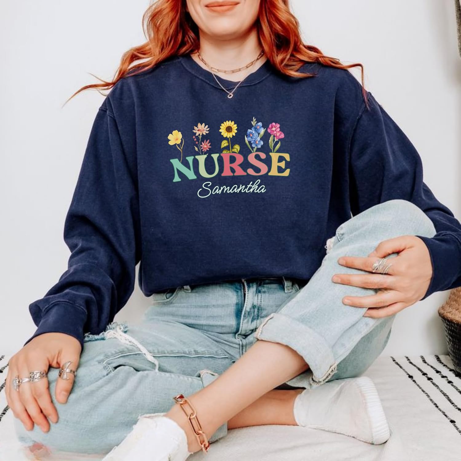 Suseaz Custom Nurse Sweatshirt Personalized Healthcare Shirt RN ER CNA Licensed Practical Nursing Care Workers