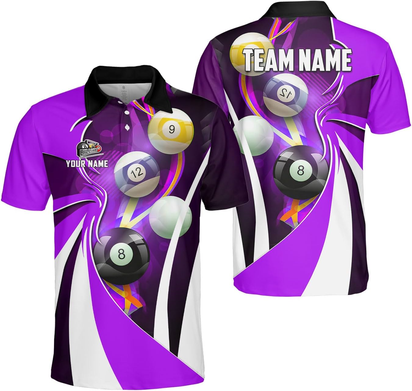 Ligthuy Personalized Billiard Polo 3D, 8 Ball Shirt, Billiards Shirts for Men, Billiard Gifts for Men and Women S-5XL