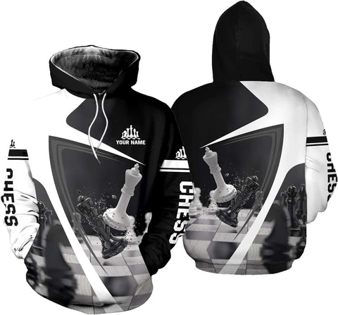 Leprints Personalized Chess 3D Shirt, Custom Name Chess 3D TShirt Hoodie Sweater for Men, Women, Chess Lover, USA Chess