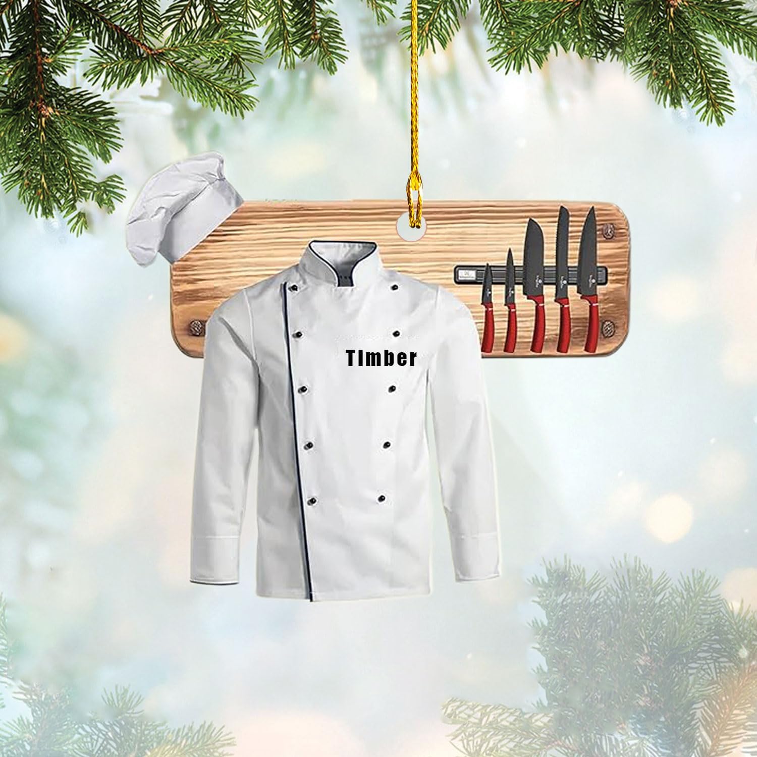 Personalized Chef Christmas Ornament 2024, Cooking Baking Christmas Ornaments, Chef Uniform Ornament, Custom Chef Hat Ornament for Christmas Tree Chef Gifts Food Ornaments Kitchen Ornament (Chef 11)