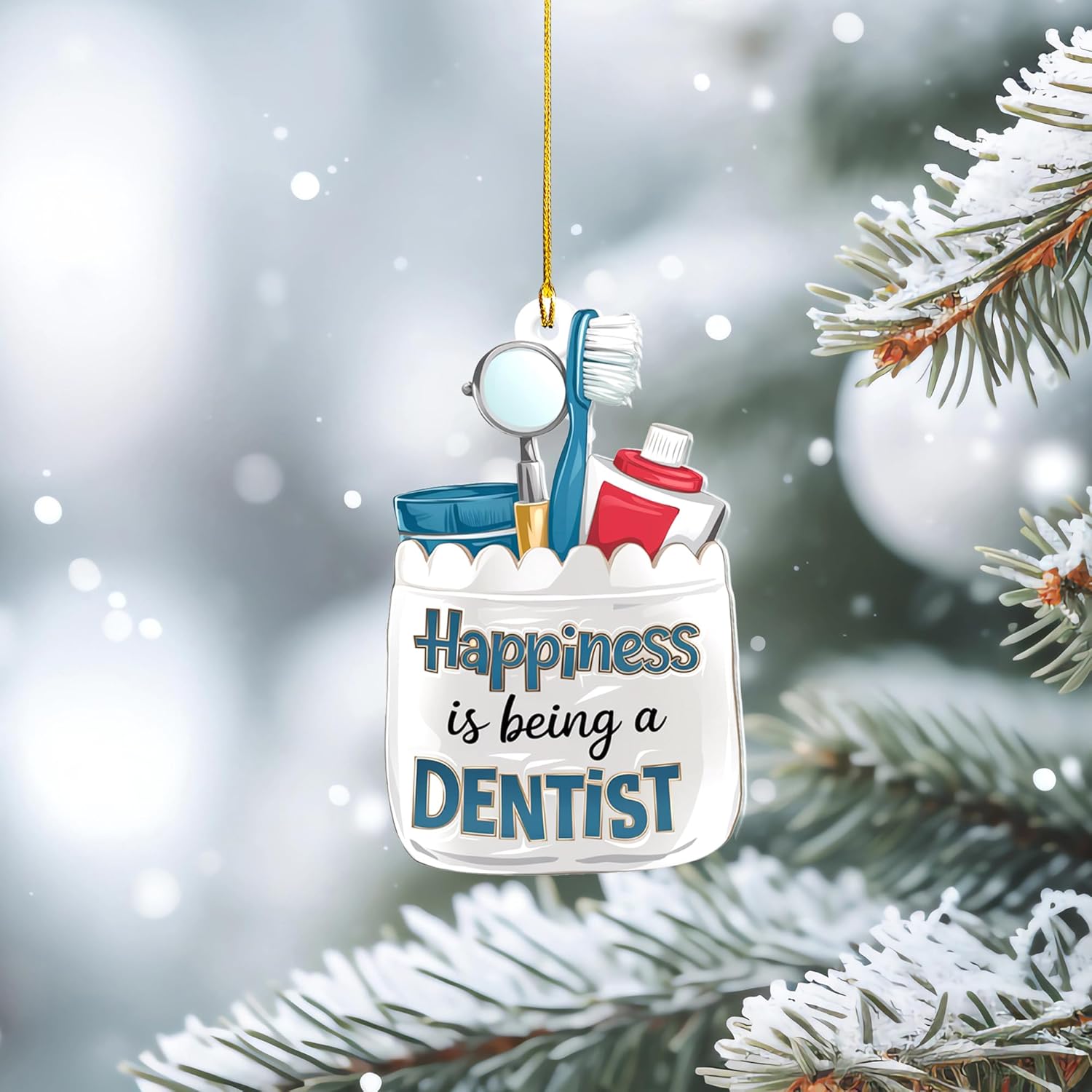 Personalized Dentist Christmas Ornament, Santa's Favorite Dentist Ornament, Doctor or Dental Hygienist Assistant Keepsake Gift, Teeth Ornament (Acrylic, Style 8)