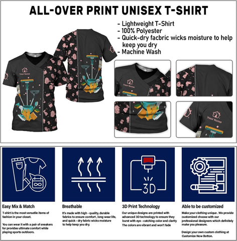Personalized Housekeeping Shirts, Custom Cleaning Uniforms for Women 3D Cleaning Service Gifts Housekeeper Shirt Clean Lady
