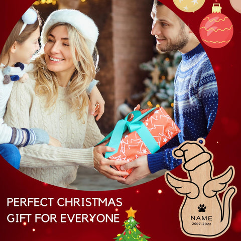 MAPrints Personalized Cat Ornaments For Christmas Tree, Custom Cat Christmas Printed Wood Ornament 2024, Gift For Christmas Cat Lover Cat Memorial Ornament Cat Hanging Ornament Cat On The Moon (CAT 3)