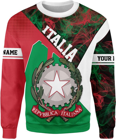 Ligthuy Personalized Name Italy Shirt 3D, Custom Italian Shirt Flag for Men and Women, Italia Shirt Soccer Unisex Size