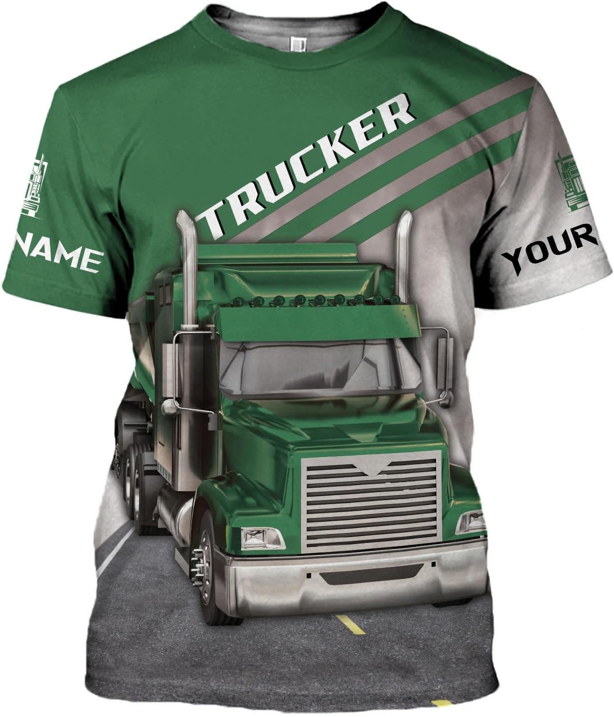 Personalized Trucker Shirt Custom US Flag Truck Driver Hoodie T-Shirt Funny Trucker Shirts Gift 3D for Men & Women Trucking