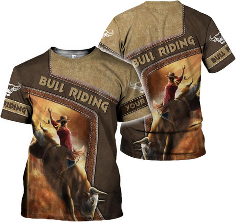 Mostprints Personalized Name Bull Riding Shirt 3D, Rodeo Shirts Bull Biding Shirts for Men and Women, Bull Rider Shirt Gift
