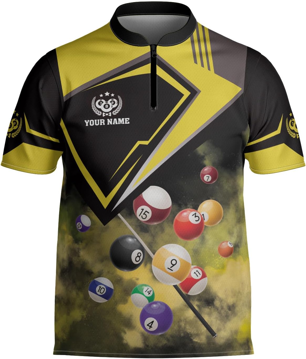 Intenprints Personalized Billiard Jerseys, Billiards Shirts for Men, Custom 8 Pool Billiard Quarter-Zip Pool Billiard Gifts