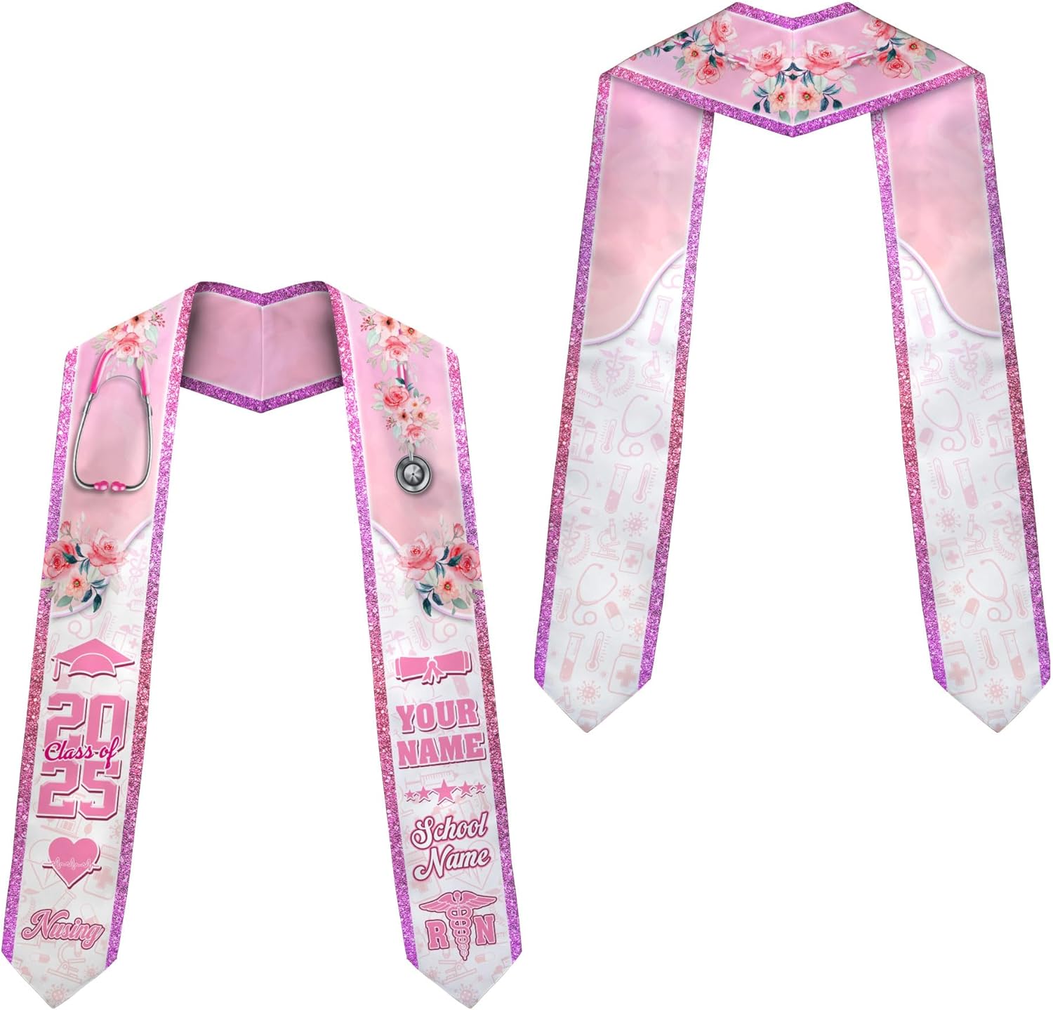 Pretyprints Custom Nurse Sash Graduation, RN Graduation Stole Gifts for Friends Nursing Student Senior Class Of 2025
