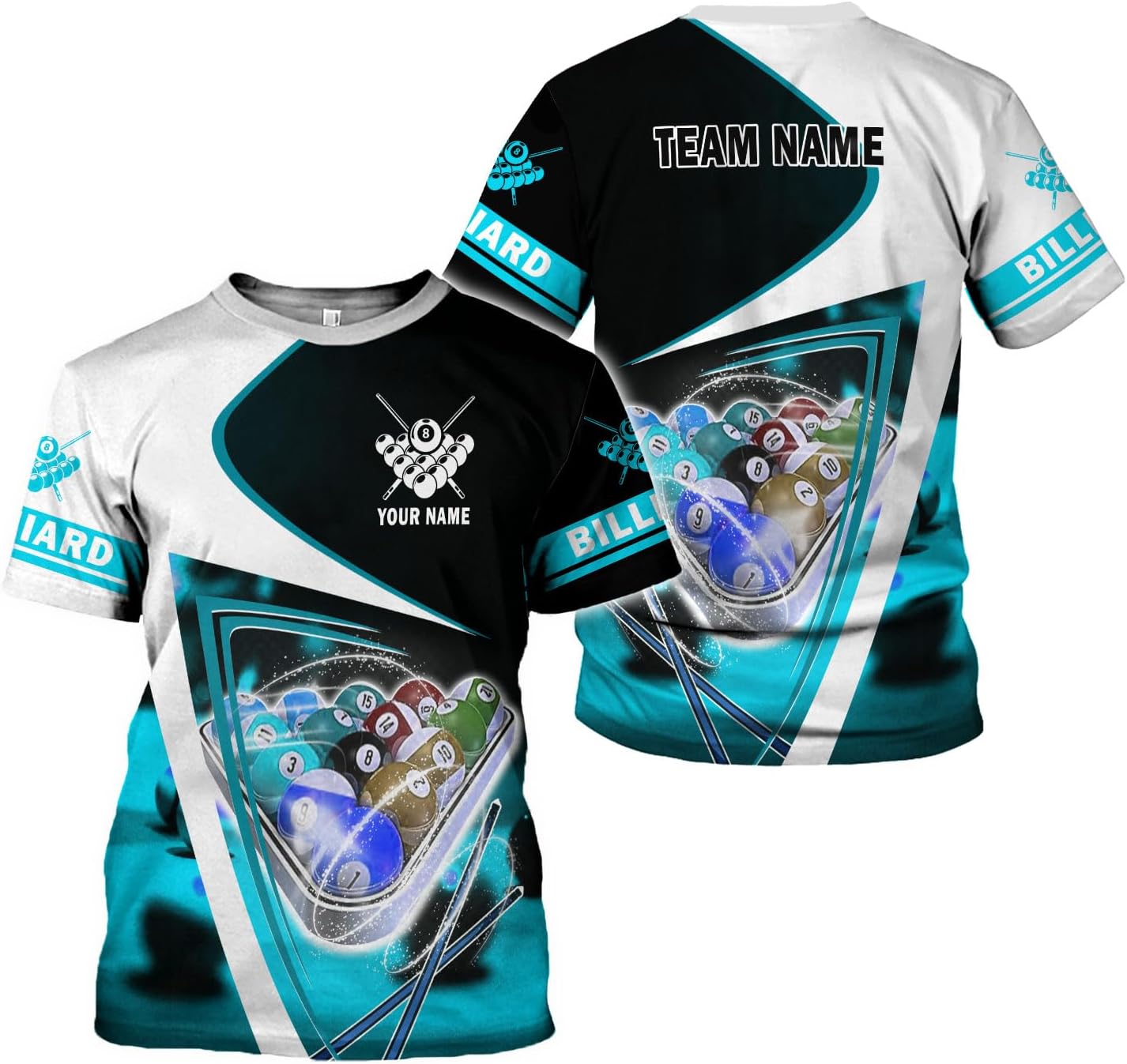 AOVL Personalized Billiard Shirts 3D Billiard Shirt Custom Billiard Flag Shirt Men's Pool Billiards Shirt 8 Ball Men Women
