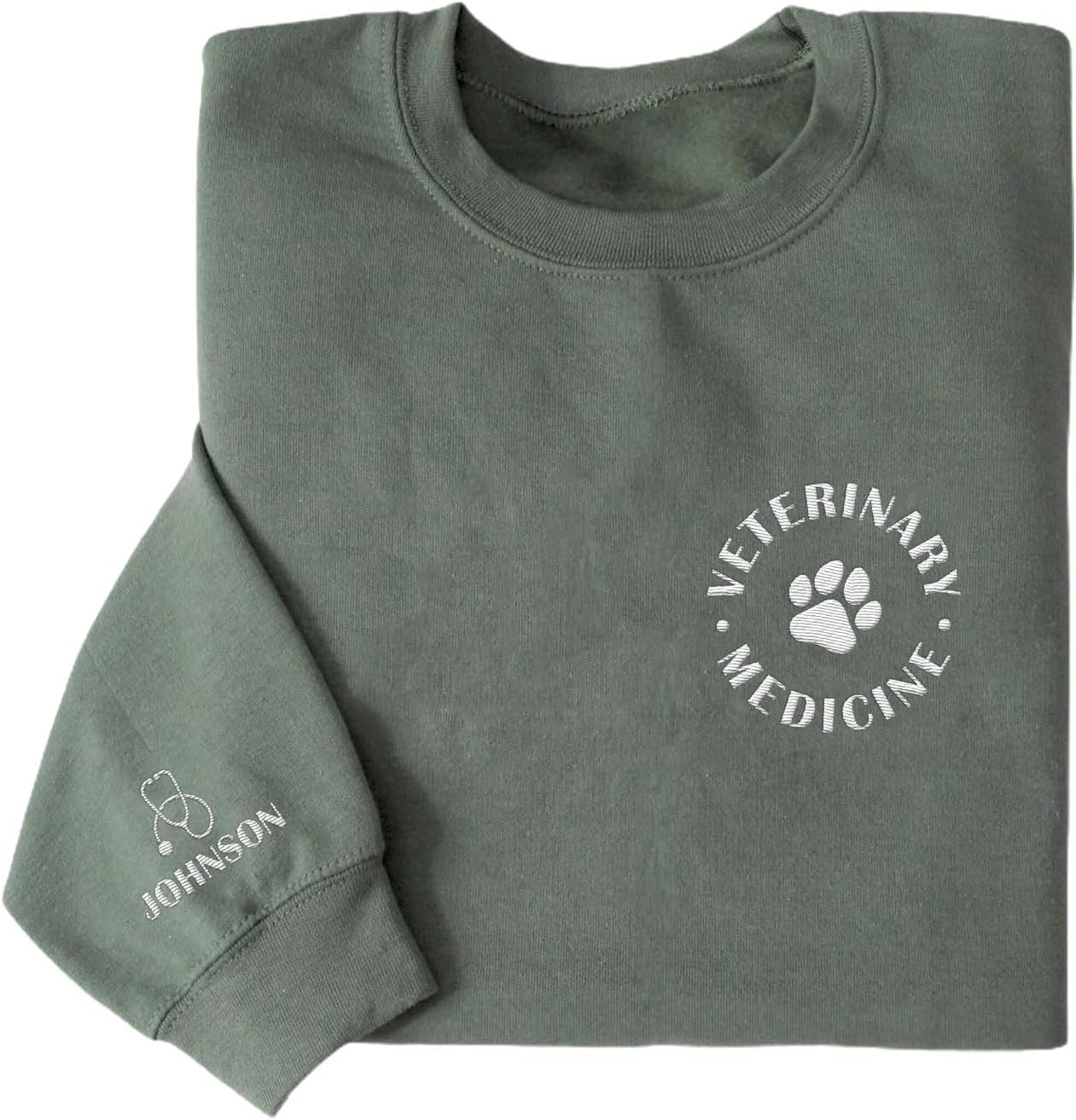Leeprints Personalized Embroiderd Veterinary Medicine Sweatshirt - Vet Tech Sweater, Veterinarian Gift, Vet Med Staff Gifts