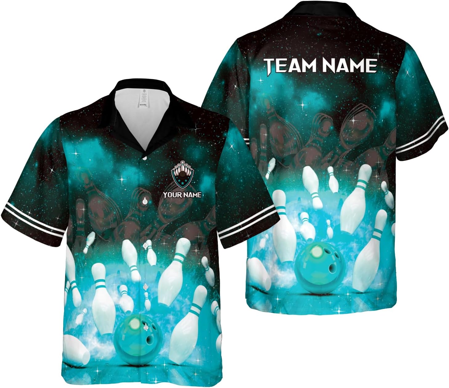 Artparel Personalized Bowling Hawaiian Shirt 3D Bowling Hawaiian Gifts Men Bowling Button-Down Short Sleeve Hawaiian Shirt