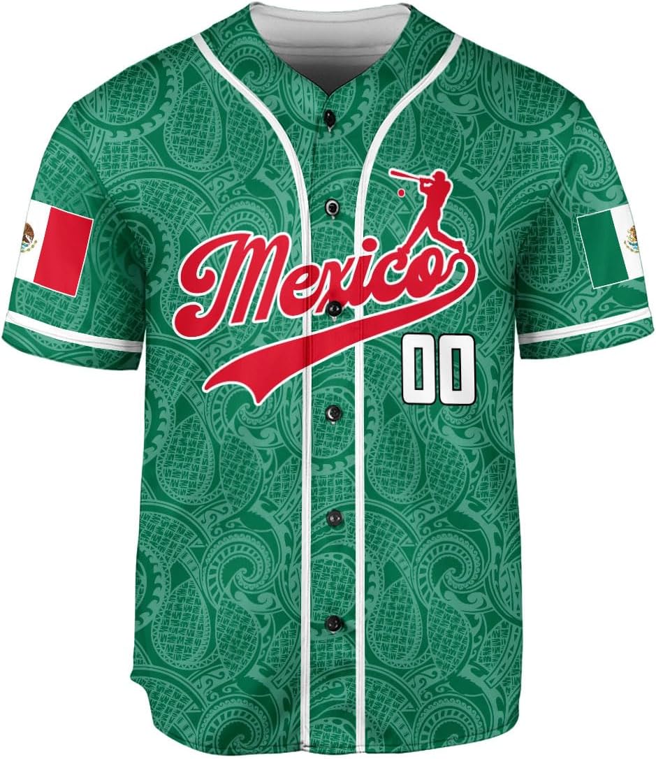 RoyalBro Personalized Mexico Baseball Jersey, Mexican Jersey for Men & Women, Mexican Flag Jersey, Mexico Shirt Camisas