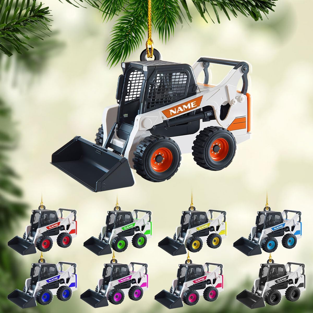 Artparel Skid Steer Loader Ornament Track Skid Steer Ornament Track Loader Ornaments for Christmas Tree Skid Steer Machine Ornaments 2024 Tractor Loader Xmas Ornament Gifts (SSL8)