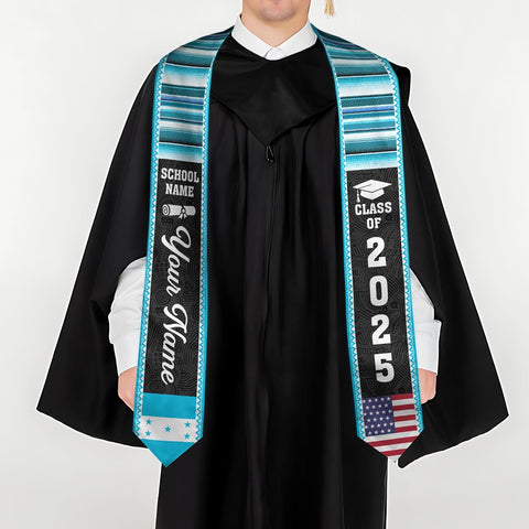 Pretyprints Honduran Graduation Sash, Custom Honduran American Flag Graduation Sash 2025, Honduras Graduation Stole
