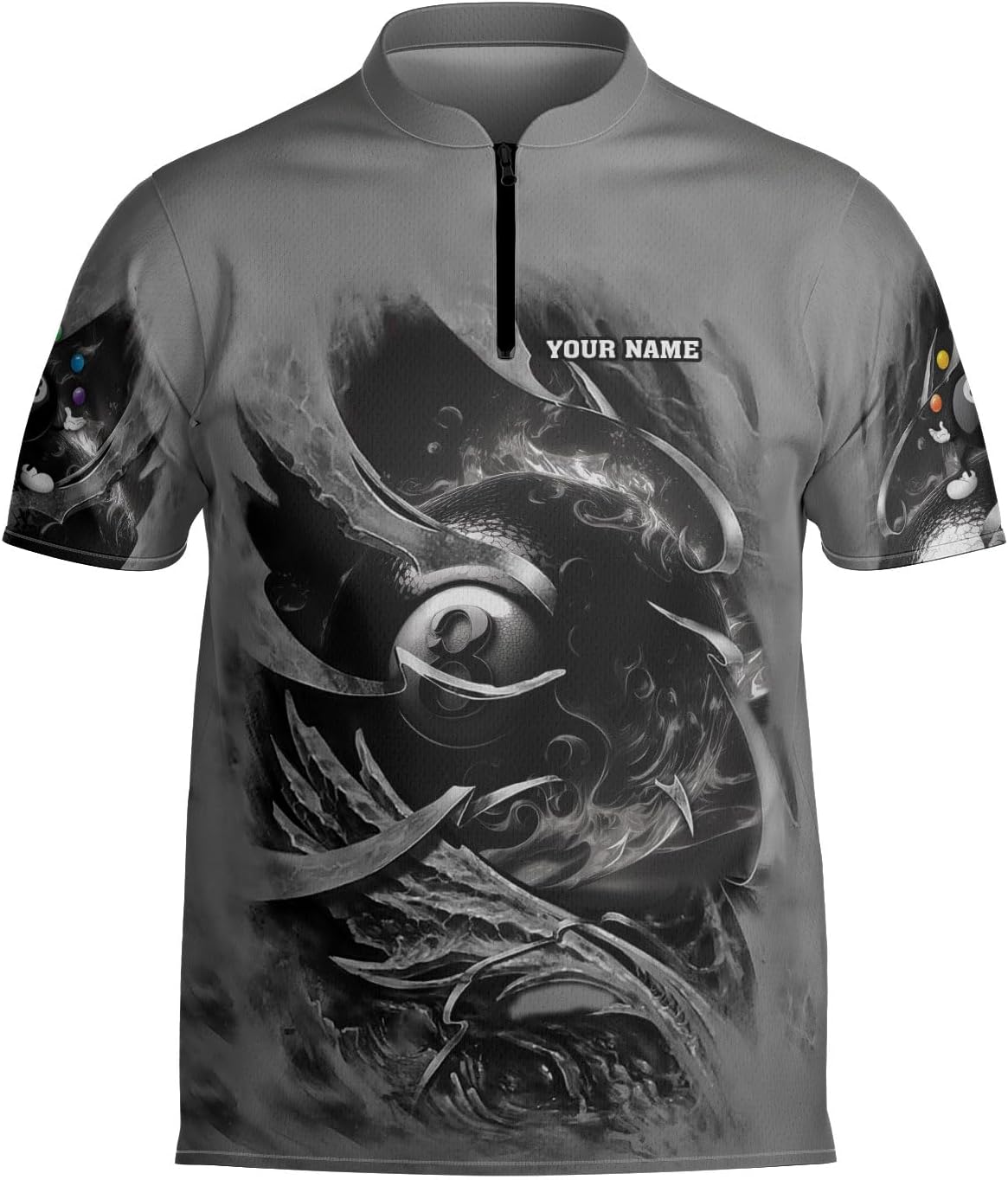 Custom Billiard Jersey Shirts Men 3D Personalized Team Billiards Bowling Jersey 8 Ball Pool Colorful Quarter Zip Shirt Gifts