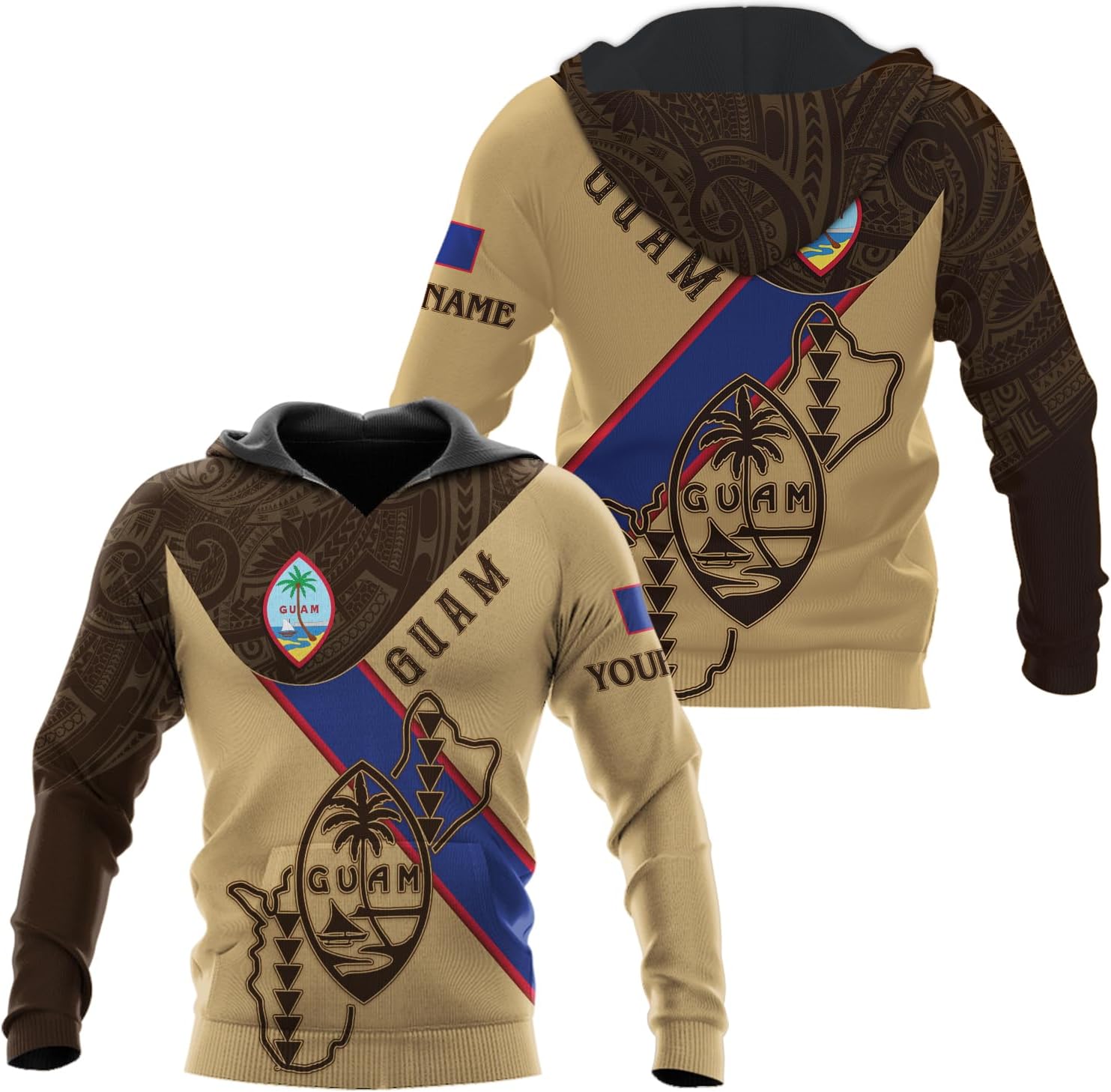Vybonz Personalized Guam Hoodie - Guahan Pride Zip Hoodie for Men & Women