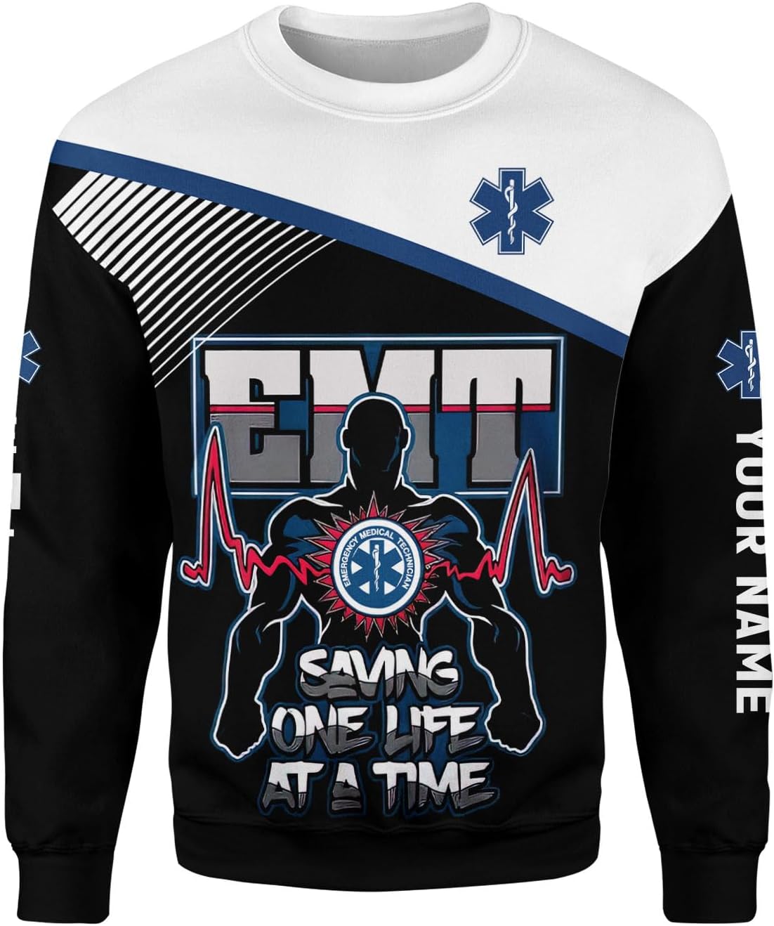 Leeprints Personalized EMT Hoodie EMS Sweatshirt Custom EMS Zip Hoodie Paramedic Uniform Emergency Medical Technician Shirts