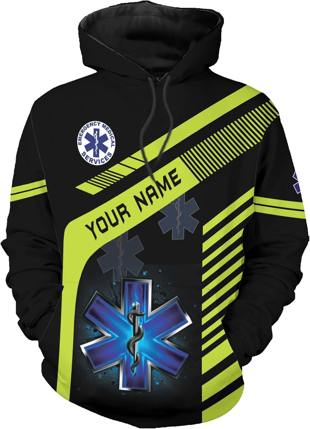 Leeprints Personalized EMT Hoodie EMS Sweatshirt Custom EMS Zip Hoodie Paramedic Uniform Emergency Medical Technician Shirts