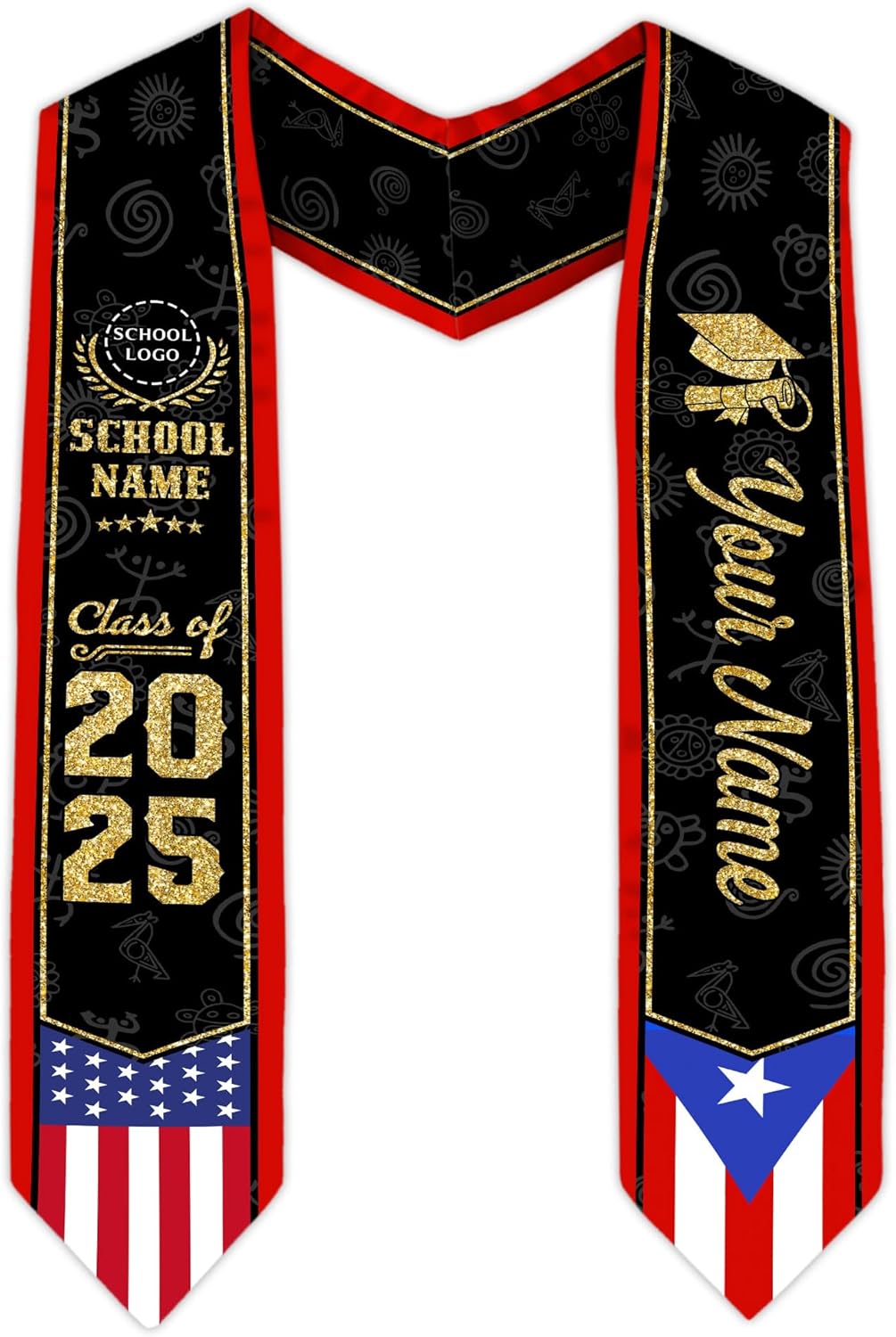 Puerto Rican Graduation Personalized Puerto Rican Graduation Stole, Puerto Rican Graduation Sa ...