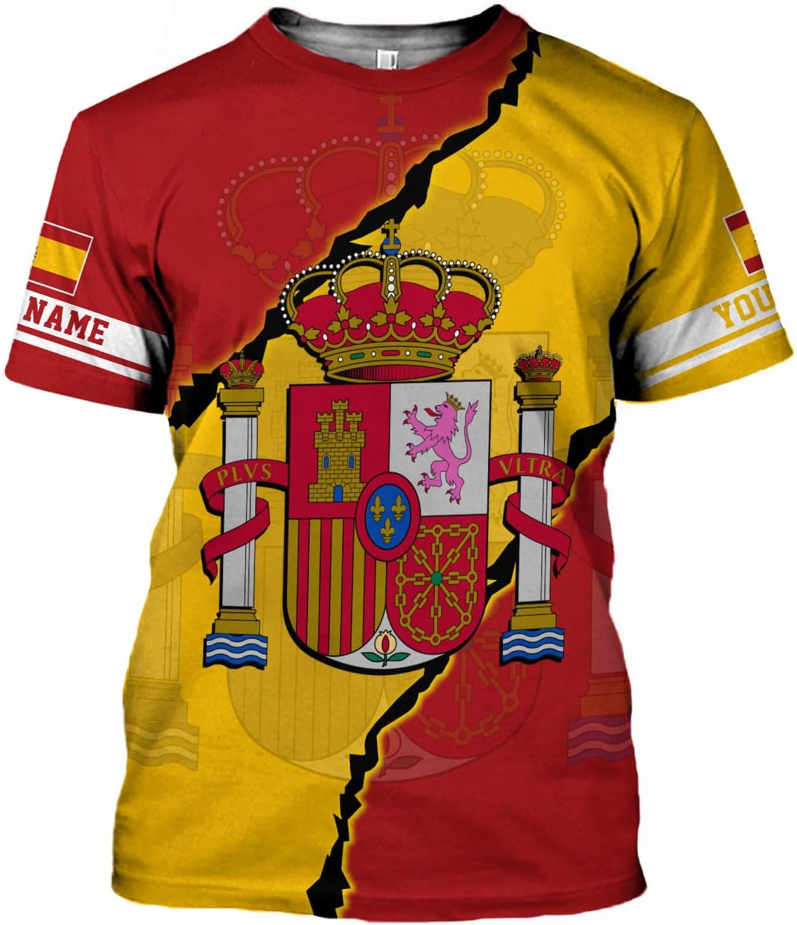 Ligthuy Personalized Name Spain Shirt 3D, Custom Spainish Shirt Flag for Men and Women, Italia Shirt Soccer Unisex Size
