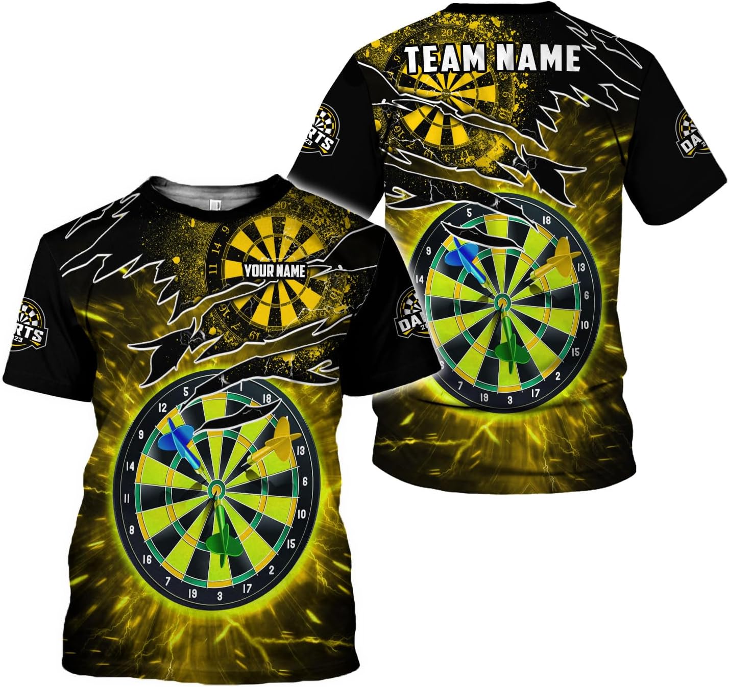 Artparel Personalized Dart Shirts for Men, Dart Polo 3D Shirts Custom Name Shirt, American Flag Shirt Unisex Shirt Size S-5XL