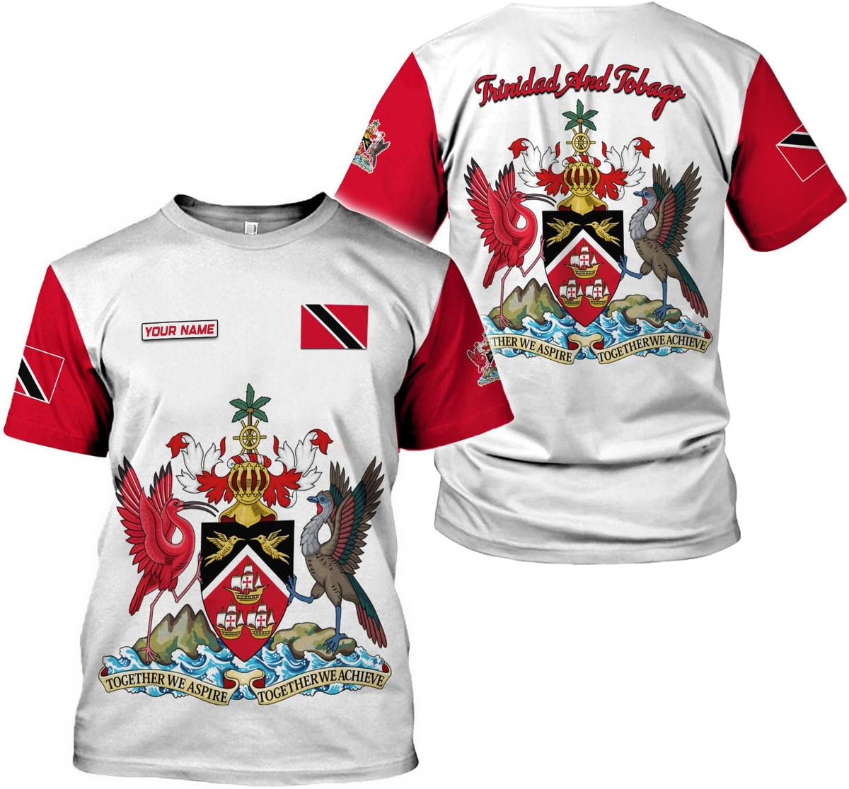 Artparel Personalized Trinidad and Tobago Shirt Trinidad and Tobago Coat of Arms Flag ShirtsTrinidad and Tobago Crest
