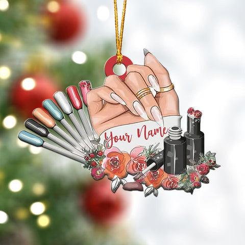 AOVL Personalized Nail Ornament,Nail Technician Ornament, Nail Technician Ornaments, Makeup Ornaments Makeup Christmas Ornament, Nail tech Gifts, Nail Technician Gifts (Nail 8)