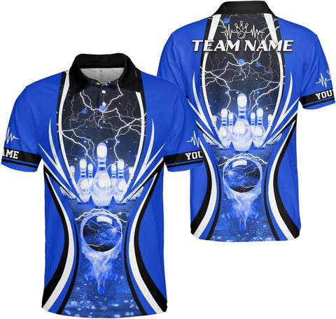 Ligthuy Personalized Name Bowling Polo Shirts 3D for Men and Women, Bowling Shirt, Bowling Shirts for Men Team Bowling Shirt