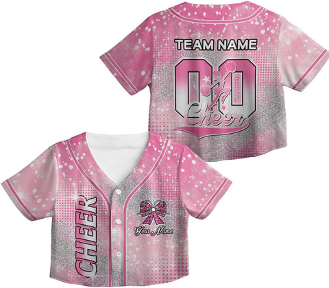 Personalized Cheerleading Team Baseball Jersey, Cheer Coach Jersey Gifts, Cheer Shirt Uniforms, Glitter Jersey S-5XL