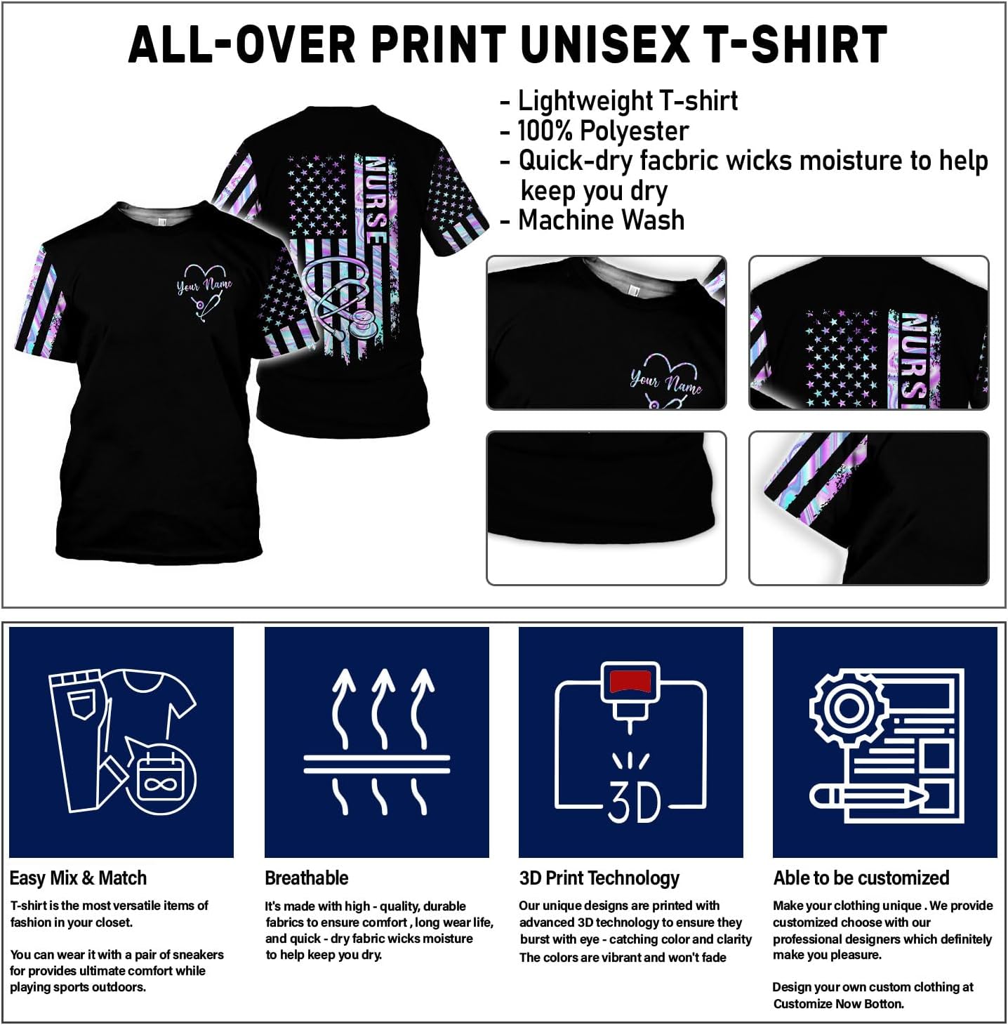 MoonArt Personalized Name Nurse Shirt Nurse Gifts Nurse Graduation Gift Funny Nurse T-Shirt Gift Nursing Emergency Shirts